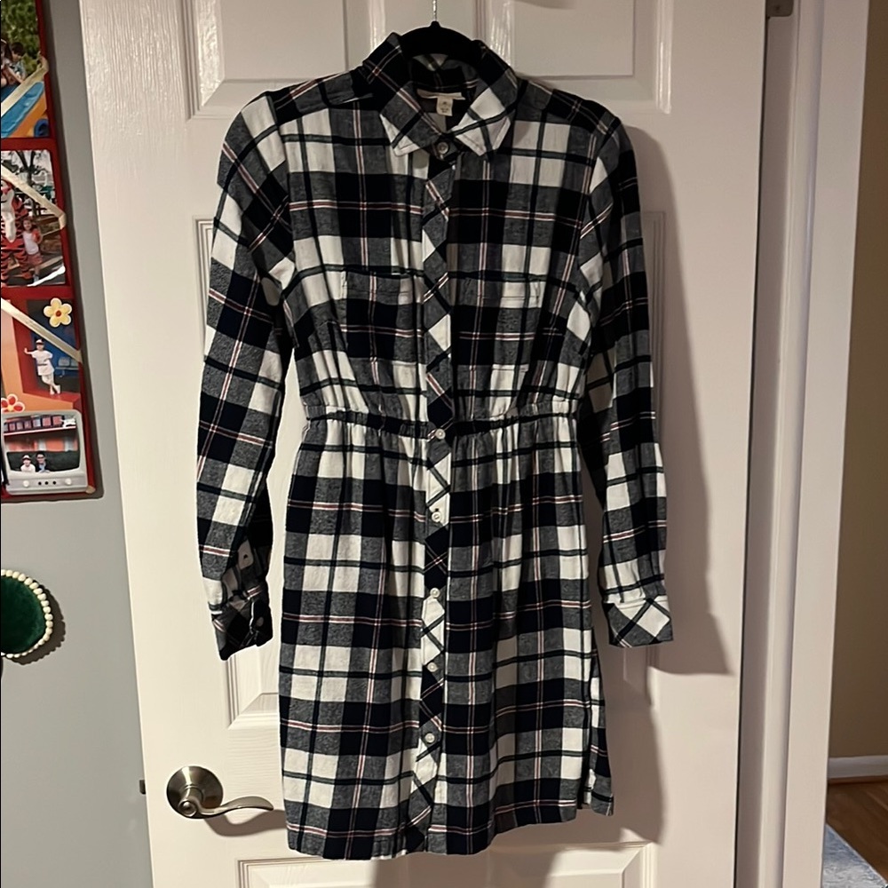 Style & Co Black and White Buttoned Tie Front Shirt Dress